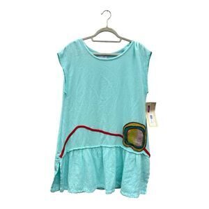 NWT Cottonways Raquel Tunic  100% Cotton Gauze size 1 in Aqua boho natural fiber